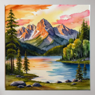 Serene Mountain and Trees poster