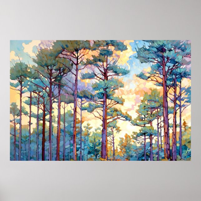 Serene Pine Forest Watercolor Impressão (Frente)