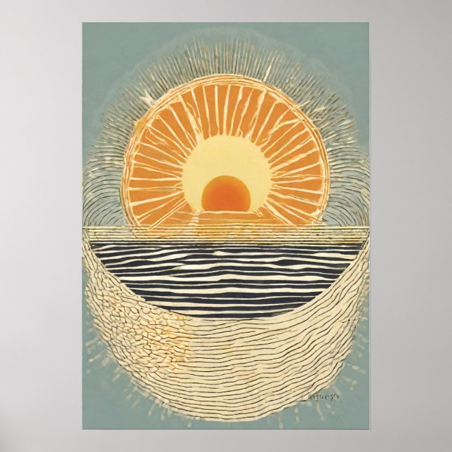 Serene Sun Illustration Wall Art Poster (Frente)