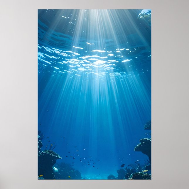 Serene Sunlit Coral Reef Poster (Frente)