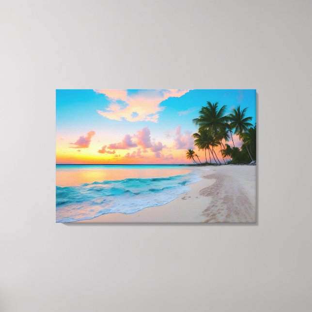 Serene Tropical Beach Sunset Canvas (Frente)