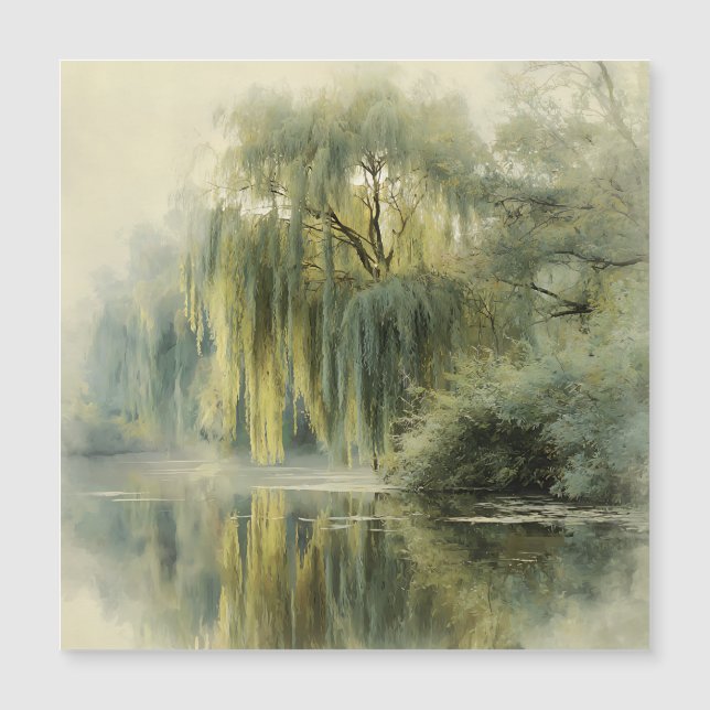 Serene Willow Tree Reflection Nature Art (10) (Frente)