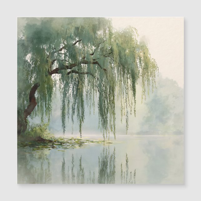 Serene Willow Tree Reflection Nature Art (9) (Frente)
