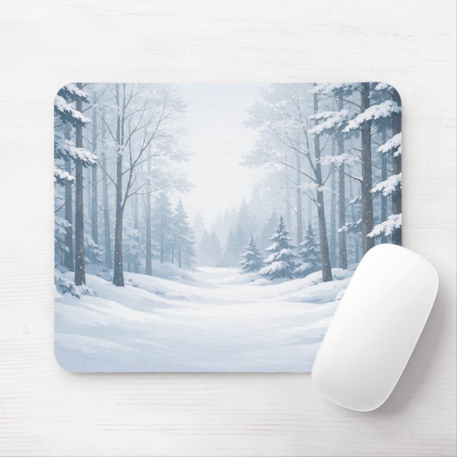 Serene Winter Forest Mouse Pad (Com mouse)