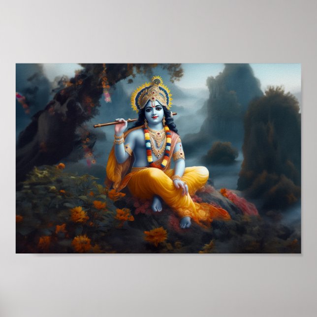 Serenidade divina: Poster Lord Krishna (Frente)