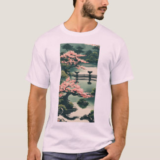Serenidade em Bloom: Camisa de Jardim Japonês