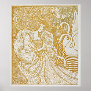 Serenidade Graciosa: Mulher Vintage com Poster de 