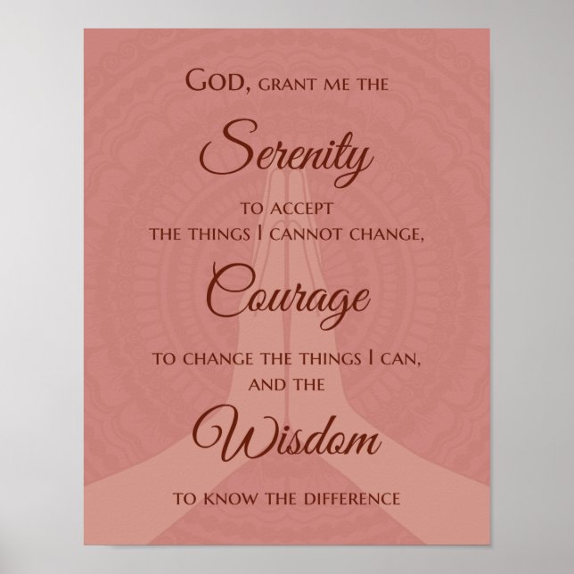 Serenity Prayer Impressão - Rosa cor-de-rosa quent (Frente)