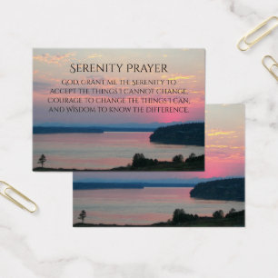 Serenity Prayer Pink Seascape Sunset Cartão de vi
