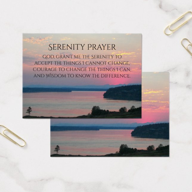 Serenity Prayer Pink Seascape Sunset Cartão de vis (Escritótio)