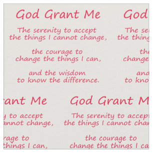Serenity Prayer Poem Red Tecido Material