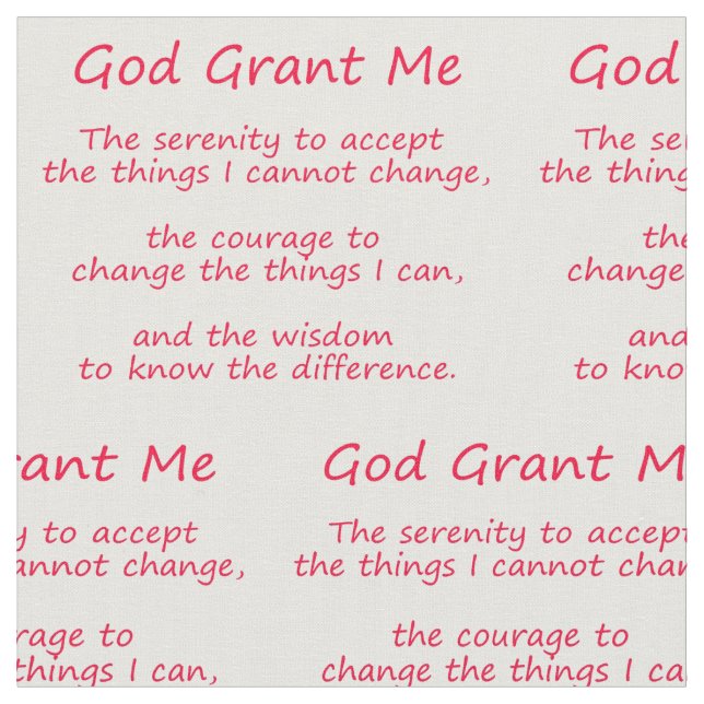Serenity Prayer Poem Red Tecido Material (Detalhe)