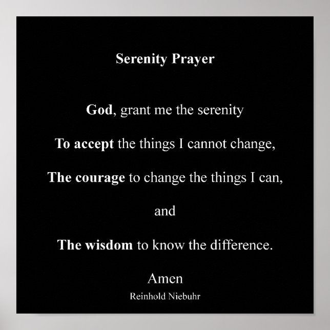 Serenity Prayer Poster (Frente)