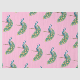 Série Pavão Design 3 Papel de Seda Rosa