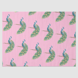 Série Pavão Design 3 Papel de Seda Rosa