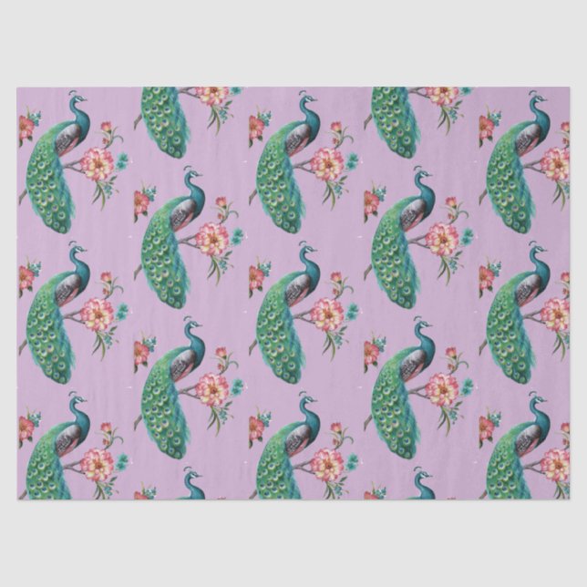 Série Pavão Design  4 Papel de Seda Lilás (Frente )