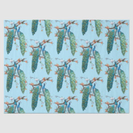 Série Pavão Design 6 Papel de Seda Azul