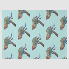 Série Pavão Design 9 Papel de Seda Azul