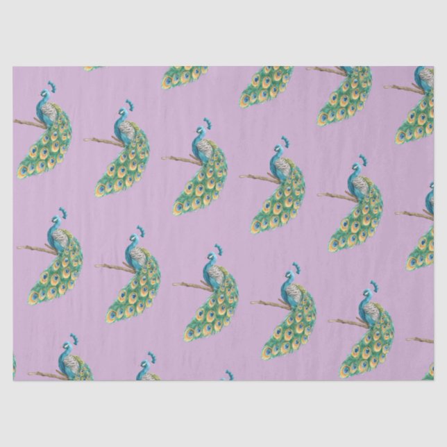 Série Peacock Design  3 Papel de Seda Lilás (Frente )