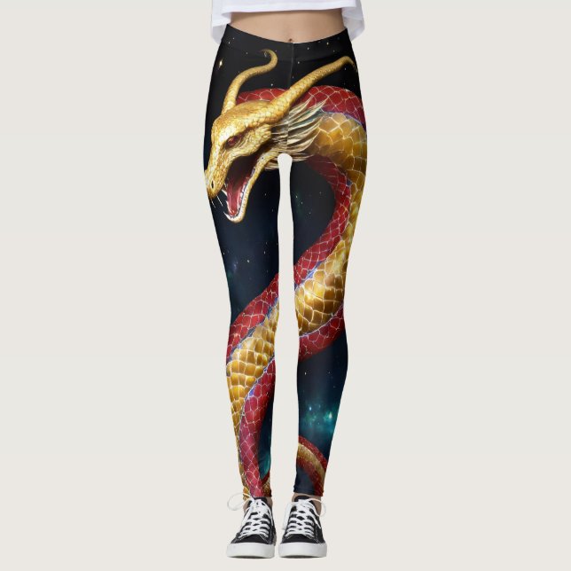 Serpente Celestial: Leggings Cósmicas (Frente)