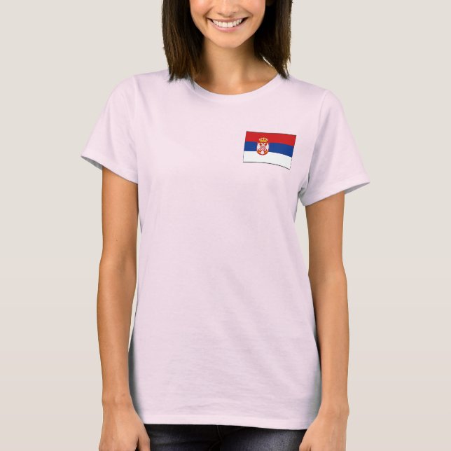 Sérvia Flag e Map dk T-Shirt (Frente)