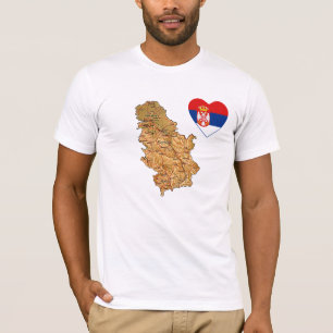 Sérvia Sinalizador Heart and Map T-Shirt