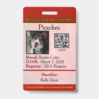 Service Dog Canada Crachá vertical