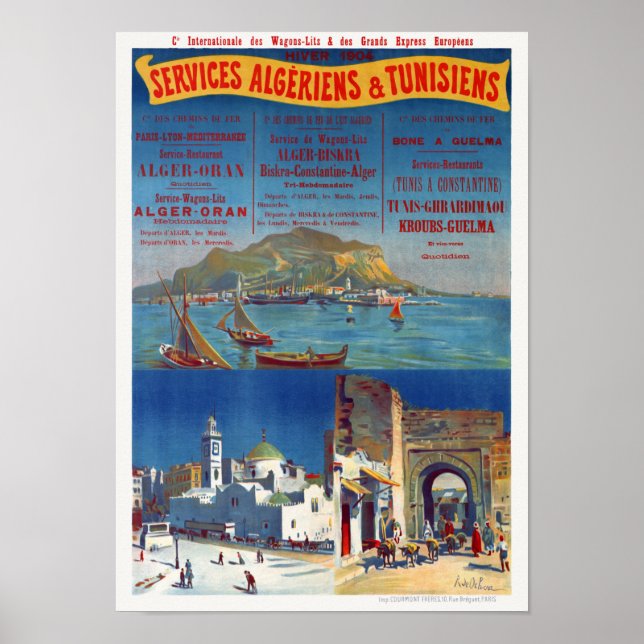Services Algeriens et Tunisiens Poster vintage 190 (Frente)