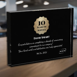 Serviço de 10 anos para funcionários personalizáve