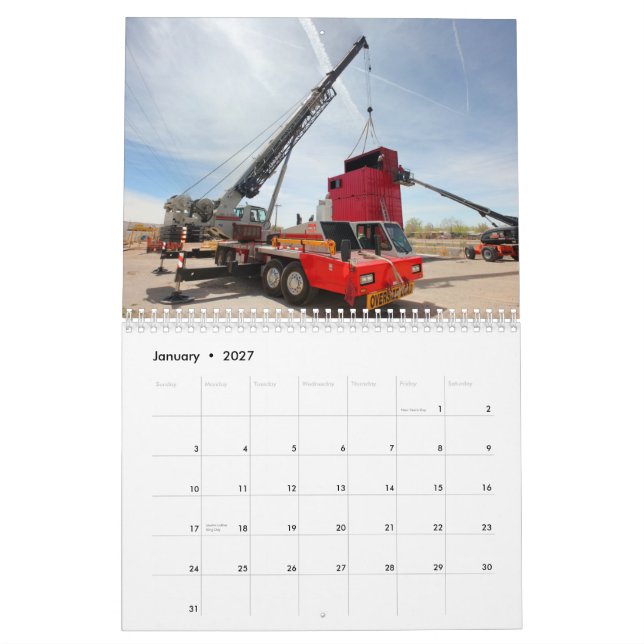 Serviço de 2012 guindastes, calendário do Inc (Jan 2027)