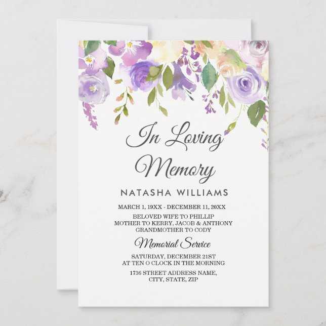 Serviço de Anúncio Memorial das Flores Roxas (Frente)