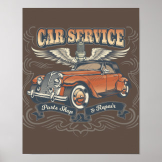 Serviço de Carro de poster vintage