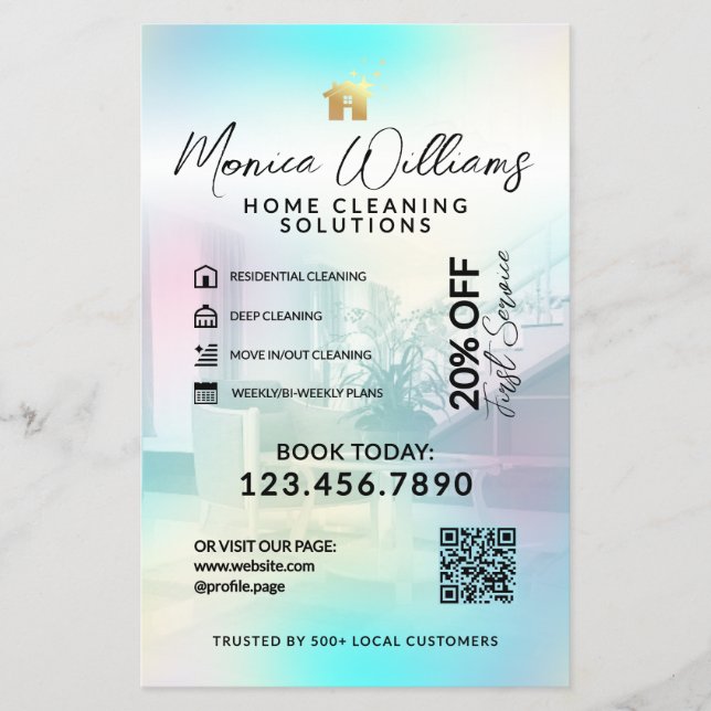 Serviço de limpeza de casas moderno Flyer (Frente)