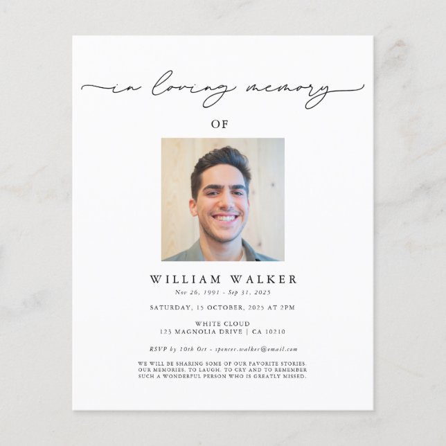 Serviço de Memória Funeral Fotográfica Moderna do  (Frente)