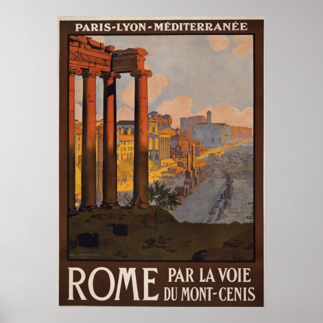 Serviço de poster de viagens Paris Roma Itália (Frente)