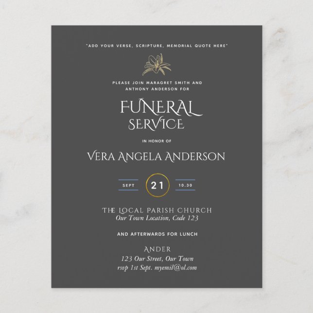 Serviço Funeral BUDGET Convide com Verso (Frente)