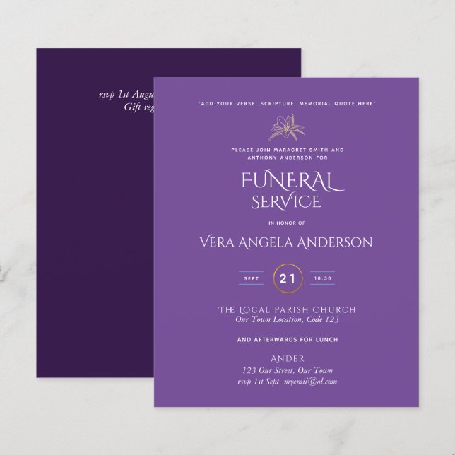 Serviço Funeral BUDGET Convide com Verso (Frente/Verso)
