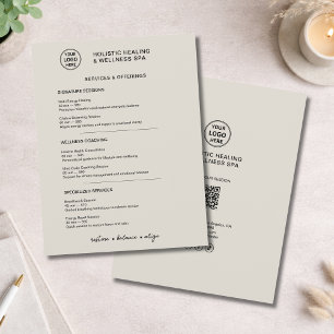 Serviços de Bem-Estar Holístico Menu Bege Neutro