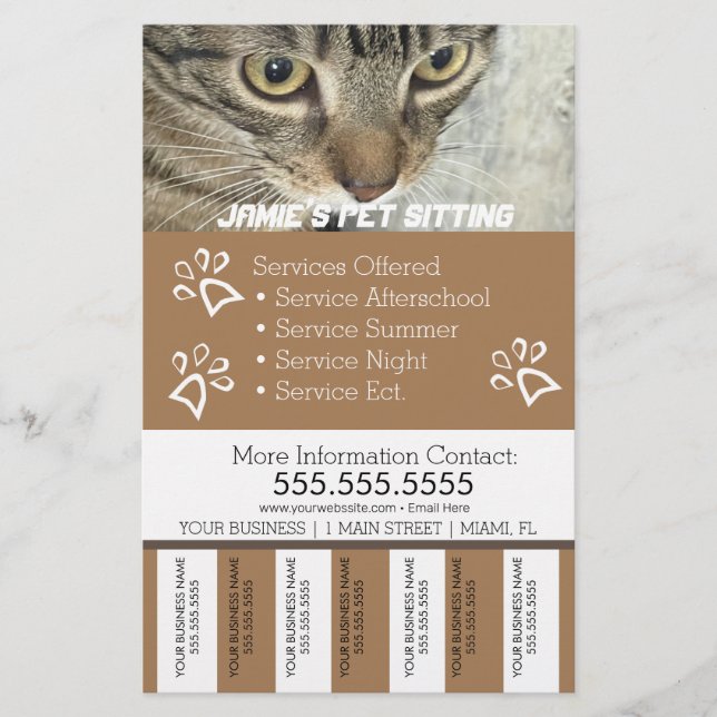 Serviços de Pet Empresa Tiras de Rasgo de Panfleto (Frente)