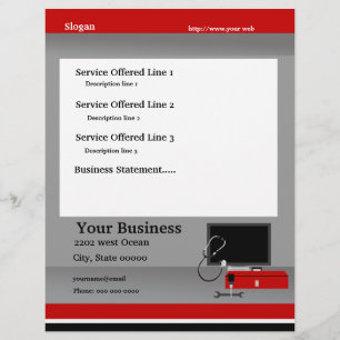 Serviços técnicos de computador e folheto de repar