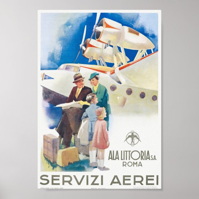 Servizi Aerei Ala Littoria Poster vintage 1937 (Frente)