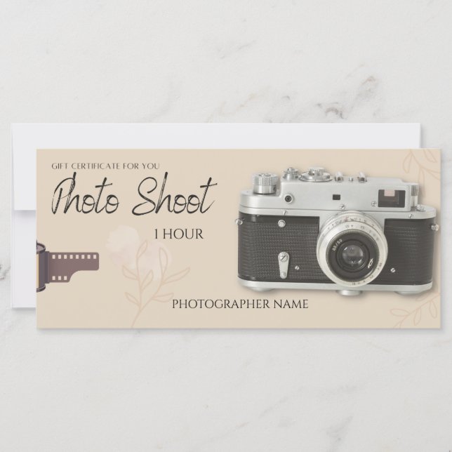 Sessão fotográfica, cartão de presente de fotograf (Frente)