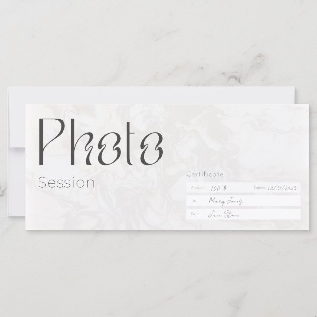 Sessão fotográfica, cartão-presente de fotografia  (Frente)