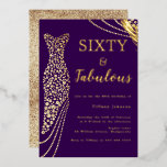 Sessenta e fabulosa roxa e Dourado vestido 60º ani<br><div class="desc">Sessenta e fabulosa Roxo e Dourado Vestido 60º Convite à Folha de Aniversário Ver outros convites na nossa Loja de Ninhos e Nichos</div>
