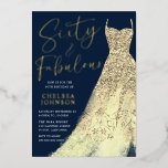 Sessenta e fabulosa! Vestido Dourado Sparkle 60º a<br><div class="desc">Sessenta e fabulosa! Frente Dourada de Vestido 60º Aniversário Convite à Foil Ver outros convites na nossa Loja de Nest e Niche</div>