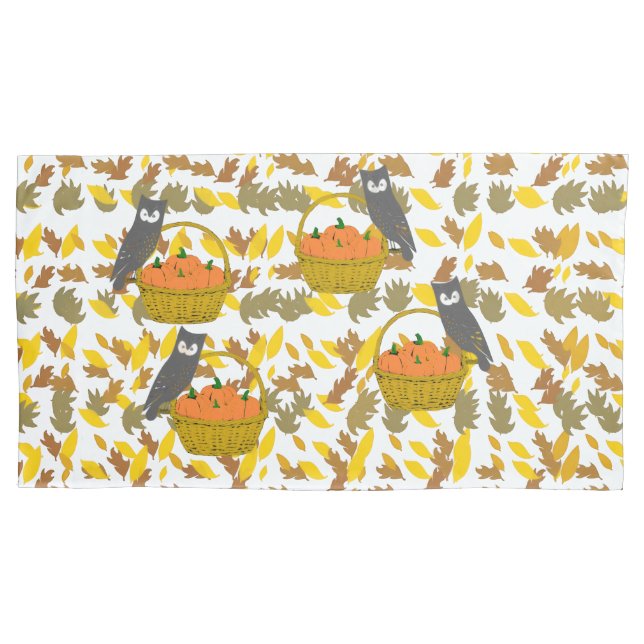 Set of 2 Autumn  Pumpkins Fall Pillow Cases / Sham (Frente-Esquerda)