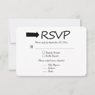 Seta de RSVP Preto e Branco para Casamento / Festa