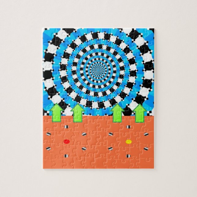 Seta quebra-cabeça azul circular preta (Vertical)