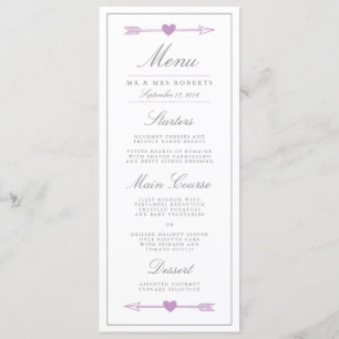Setas adoráveis Menu Janto de casamento / Lilac e