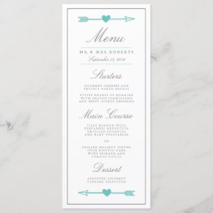 Setas Adoráveis Menu Janto de Casamento / Teal & 